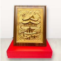 TRANH ĐỒNG CHÙA KEO THÁI BÌNH, MẠ VÀNG 24K (Kích thước 20cm x 25cm)