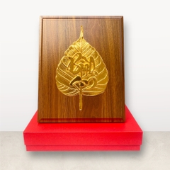 TRANH LÁ BỒ ĐỀ BÌNH AN, MẠ VÀNG 24K<br> (Kích thước 20 x 25cm)..