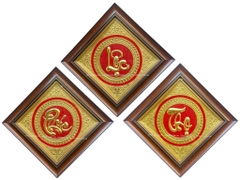 BỘ TRANH CHỮ PHÚC LỘC THỌ BẰNG ĐỒNG (40cm x 40cm)