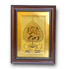 TRANH LÁ BỒ ĐỀ BÌNH AN, MẠ VÀNG 24K (32cm x 42cm)
