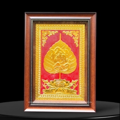 TRANH LÁ BỒ ĐỀ BÌNH AN, DÁT VÀNG (40cm x 55cm)