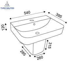 Chậu Rửa Treo Tường Chân Vuông JOPA JP5-36