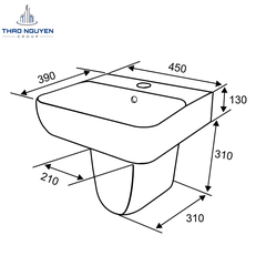 Chậu Rửa Treo Tường Chân Vuông JOPA JP5-09