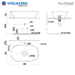Chậu dương bàn Victory Viglacera P.21.450