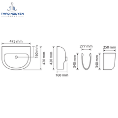 Chậu Lavabo Treo Tường OSETER OS1-224 Kèm Chân Treo OS2-501
