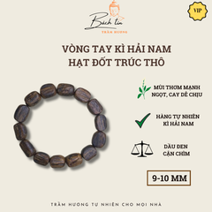 [LIVE] Vòng tay trầm hương Kỳ Hải Nam Tâm Kỳ Dầu dạng trụ trúc thô 9-10li 028