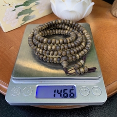 Vòng tay trầm hương Kỳ Hải Nam hạt nút tròn - hạt bàn tính chuỗi 168 hạt 6li đẹp dầu nặng gram 049