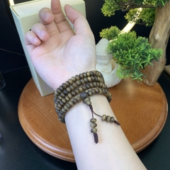 Vòng tay trầm hương Kỳ Hải Nam hạt nút tròn - hạt bàn tính chuỗi 168 hạt 6li đẹp dầu nặng gram 049