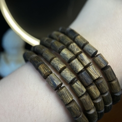 Vòng tay trầm hương Kì Hải Nam đốt trúc dài đeo cổ đeo tay 4 vòng hạt 5 li thơm mạnh 13gram 039-01