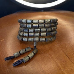 Vòng tay trầm hương Kì Hải Nam đốt trúc dài đeo cổ đeo tay 4 vòng hạt 5 li thơm mạnh 13gram 039-01