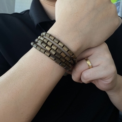 Vòng tay trầm hương Kì Hải Nam đốt trúc dài đeo cổ đeo tay 4 vòng hạt 5 li thơm mạnh 13gram 039-01