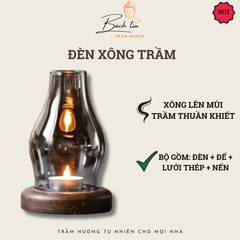 Đèn xông trầm hương đốt trưc tiếp có lỗ thoáng khí kèm nến + đế + lưới + nhíp gắp trầm