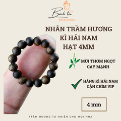 Nhẫn trầm hương Kì Hải Nam hạt tròn 4mm Bách Tín Trầm Hương