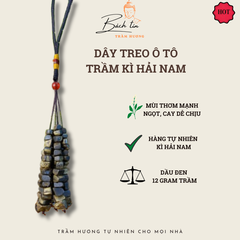 Dây treo ô tô trầm hương phong thủy Kì Hải Nam treo xe hơi, nặng 10-12g thơm sống mạnh dầu đen 119