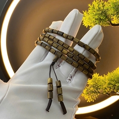 Vòng tay trầm hương Kì Hải Nam đốt trúc dài đeo cổ đeo tay 4 vòng hạt 5 li thơm mạnh 13gram 039-01