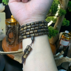 Vòng tay trầm hương Kỳ Hải Nam 108 hạt đốt trúc đều dầu chìm Super King 5li tay nam nữ cuốn 4 -5 vòng