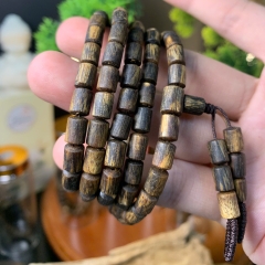 Vòng tay trầm hương Kỳ Hải Nam 108 hạt đốt trúc đều dầu chìm Super King 5li tay nam nữ cuốn 4 -5 vòng