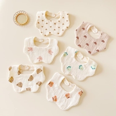 Yếm ăn dặm xô Muslin hoa