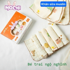 Set 5 Khăn sữa Muslin sợi tre cao cấp Mochi