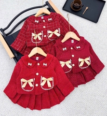 Set chân váy nhung đỏ