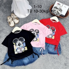 Set micky chân váy bò