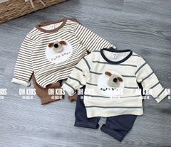 Bộ cotton kẻ cún