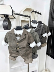 Set vest công tử bé trai kẻ