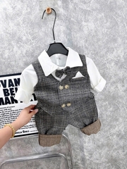 Set công tử bé trai kẻ 2