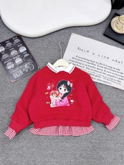 Áo đỏ lót lông bé gái cao cấp