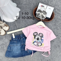 Set micky chân váy bò