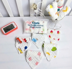 Set 5 Khăn sữa xô nhăn (hoạ tiết)