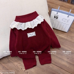 Bộ len đũa cổ ren