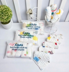 Set 5 khăn yếm tam giác xô nhăn