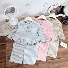 Bộ len đũa nơ bé gái