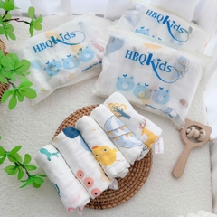 Set 5 khăn sữa sợi tre kháng khuẩn HBQ kids