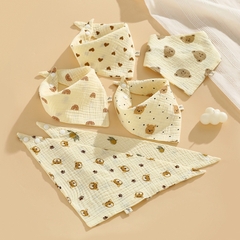 Set 5 khăn yếm tam giác xô Muslin KLT