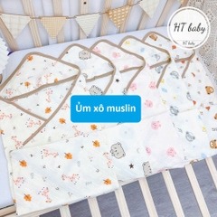 Ủm xô Muslin viền nâu