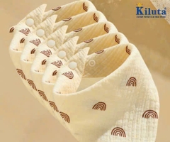 Set 5 khăn yếm tam giác xô Muslin KLT