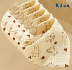 Set 5 khăn yếm tam giác xô Muslin KLT