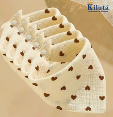 Set 5 khăn yếm tam giác xô Muslin KLT