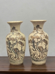 Bình Cắm Hoa Hoạ Tiết Tùng Hạc H33 vẽ vàng 24k