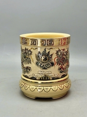 Bát Hương Fi24 Hoạ Tiết Rồng Đắp Nổi Vẽ Vàng 24k