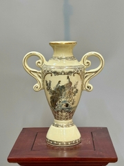 Bình Cúp Hoạ Tiết Thuận Buồm - Công Đào Cao 30cm Gốm Vẽ Vàng