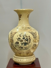 Bình Phú Quý Tứ Cảnh Bốn Mùa Cao 52cm Gốm Chu Đậu Vẽ Vàng