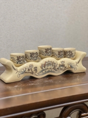 Kỷ 5 Chén Hoạ Tiết Sen Vẽ Vàng 24K