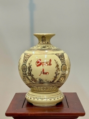 Bình Hút Lộc Tứ Cảnh Chữ Bình An Cao 29cm Gốm Chu Đậu Vẽ Vàng