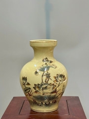 Bình Trạng Nguyên Hoa Sen Cao 28cm Gốm Vẽ Vàng