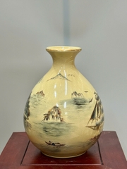 Bình Bảo Ngọc Thuận Buồm Cao 28cm Gốm Chu Đậu Vẽ Vàng