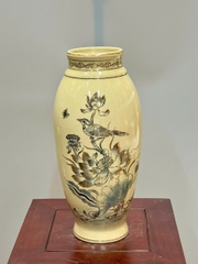 Bình Hoa Phi Yến Hoạ Tiết Hoa Sen Cao 35cm Gốm Vẽ Vàng