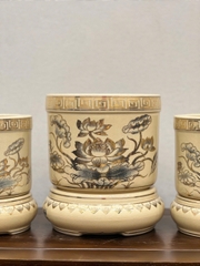 Bát Hương F24 Hoạ Tiết Hoa Sen Vẽ Vàng 24K